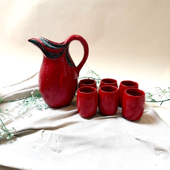 Becher Italien handgemacht Vintage Tassen handgemacht Kanne Karaffe Sommer Porzellan Keramik Geschirr blau Keramiktasse Trinken originell