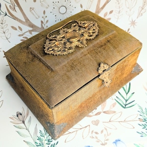 Samt Schmuckkästchen Vintage Aufbewahrung Schmuckkasten Einzelstück selten Ordnung Zuhause Aufbewahrungsbox Dose Dekoration prunkvoll grün