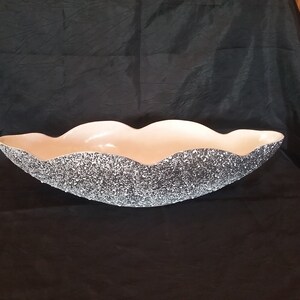 1950 Mid Century Shawnee Kenwood Mid Century Modern Oblong Pottery Black & White confetti Lava Finish