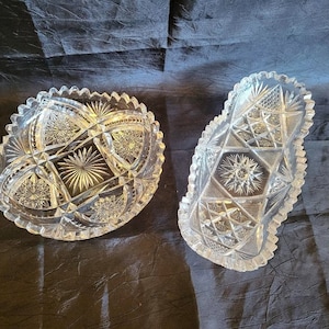 American Brilliant  2 Pieces - 1920&#39;s Cut Crystal Dishes