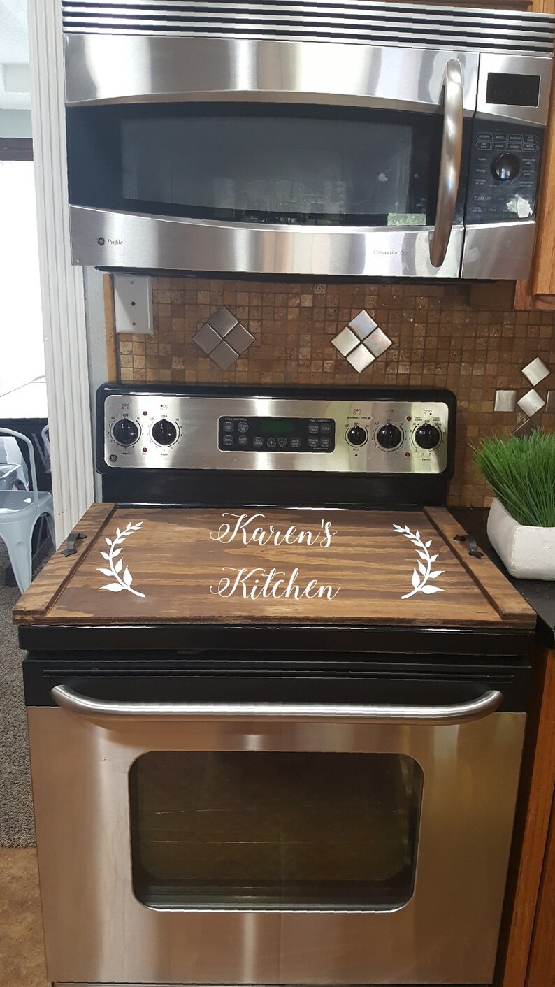 Stove Top Cover Wooden Stove Cover Personalized Wooden Tray Etsy