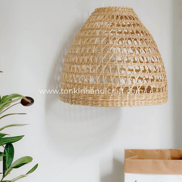 Seagrass lampshade rattan pendant light, Handicraft, handmade shop display decoration rustic gift, housewarming gift,Home decoration,