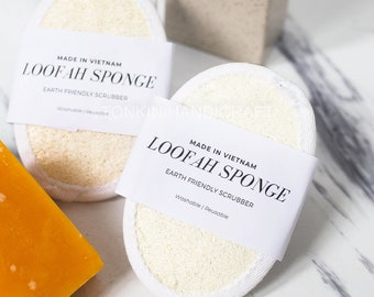 Set of 3 natural organic loofah Pads Sponges, double-layered, compostable, earth-friendly, plastic-free, zero-waste exfoliating skincare