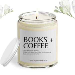 Books & Coffee Soy Candle, Book Lover Gift, Literary Candles, Book Candle Gift, Book Lover Candle, Book lovers&#39; gifts, Book Lovers&#39; Candles