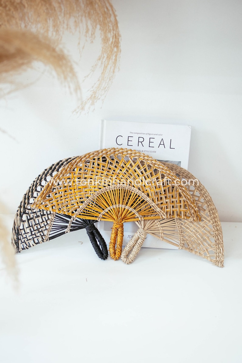 Set of 3 Seagrass Woven Fans Wallhanging Decoration Etsy