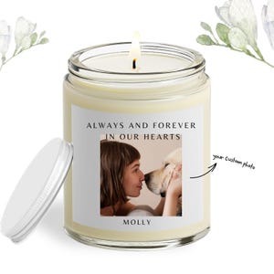 Pet Loss Memorial Candle, Dog Remembrance, Pet Sympathy, Custom Pet Memorial Candle, Pet Remembrance Gift, Your Pet's Photo Candle Gifts