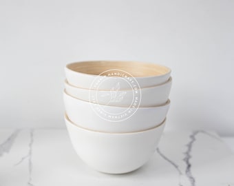 Lot de 4 saladiers, bol de service en bambou, bol de service de pâtes/céréales, beaux plats en bambou, vaisselle en bambou, cadeau de pendaison de crémaillère, bol de nourriture