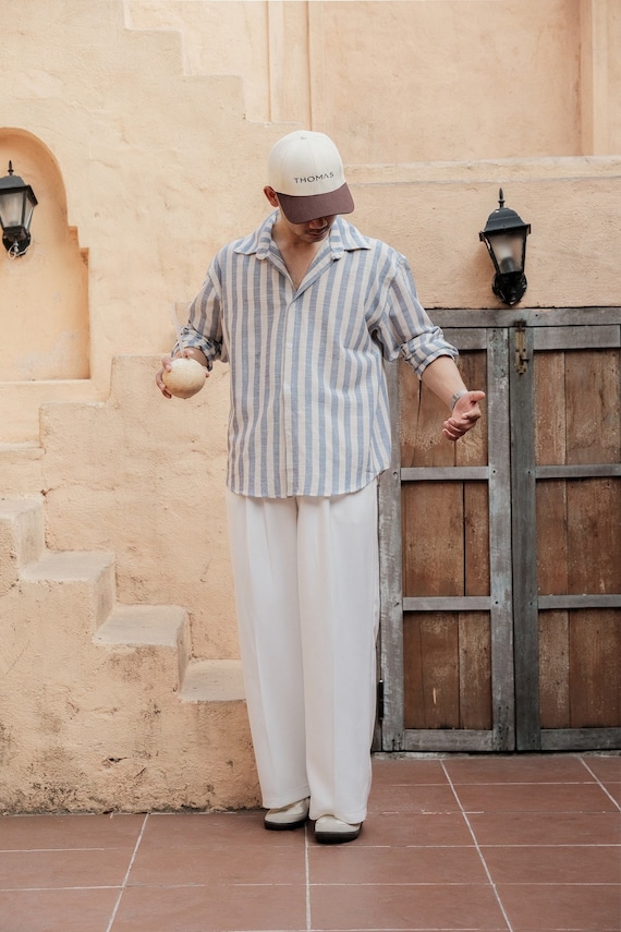 Cotton Linen Men's Long-sleeved Shirts Summer, Stripe Fashionable Men Linen  Shirt, Large Size Linen Jackson Button Down Shirt, Gift for Men - Etsy