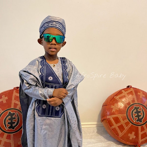 Jungen Bazin Agbada Sets | Jungen Grand Boubou Set | Traditionell | Jungen Brokat Oufit | Afrikanischer Prinz Geburtstagskind | Jungen Poncho | Eid Outfit