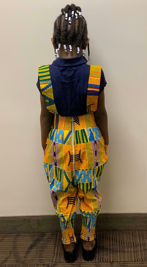 Girls African Print and Kente Print Jumpers Girls Jumper Pants Girls Ankara Jumper Pants Girls African Print Jumper Pants