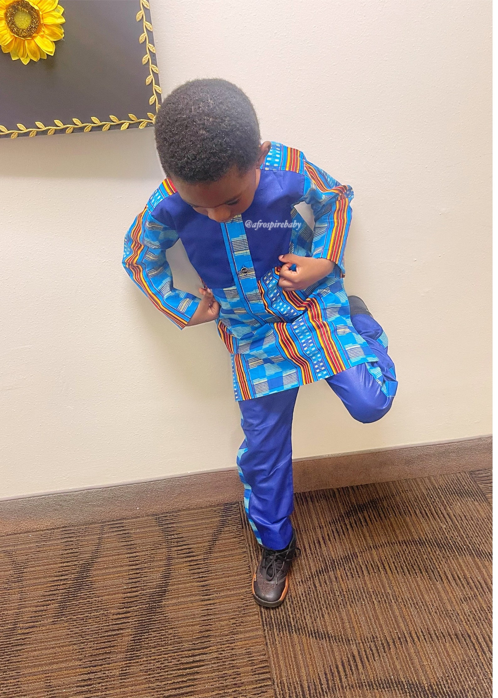 Boys African Prince Blue Kente Suit Toddler Boy Kente Outfit Etsy Canada