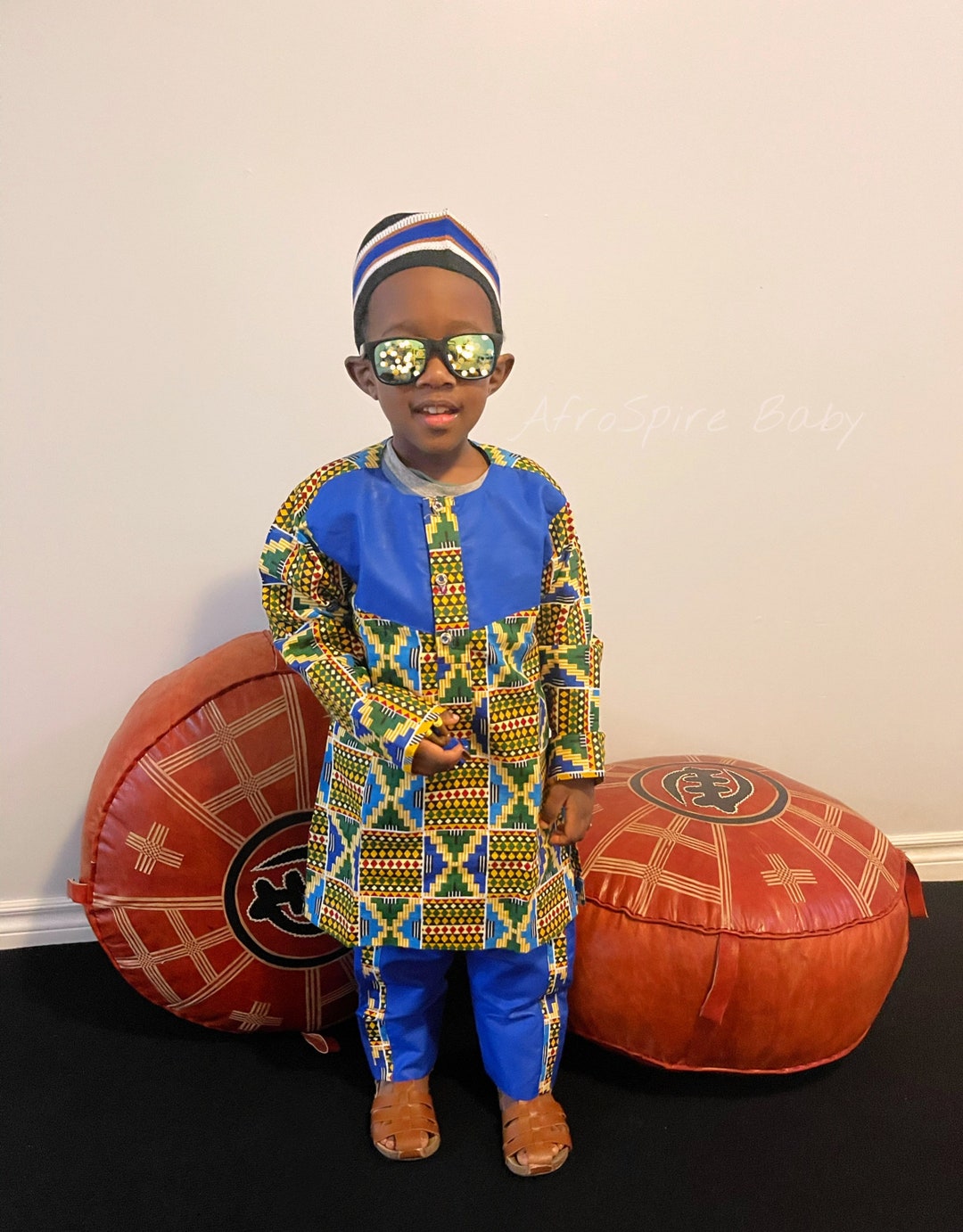 Boys African Prince Blue Kente Suit Toddler Boy Kente Outfit Etsy