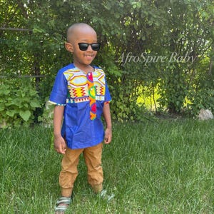 Boys African Shirts: Kente Dashiki Print Shirt Kids Eid Christmas Party Birthday