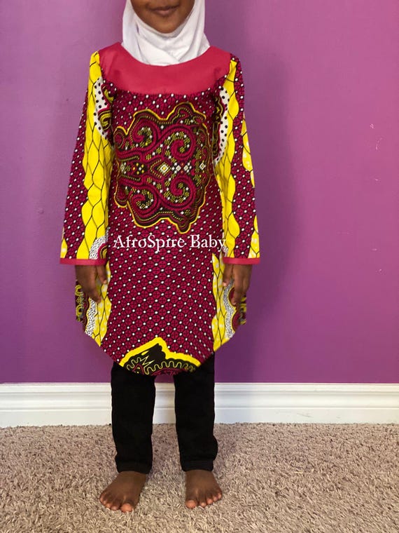 Robe fille imprimé africain en brocart bazin tenue dashiki