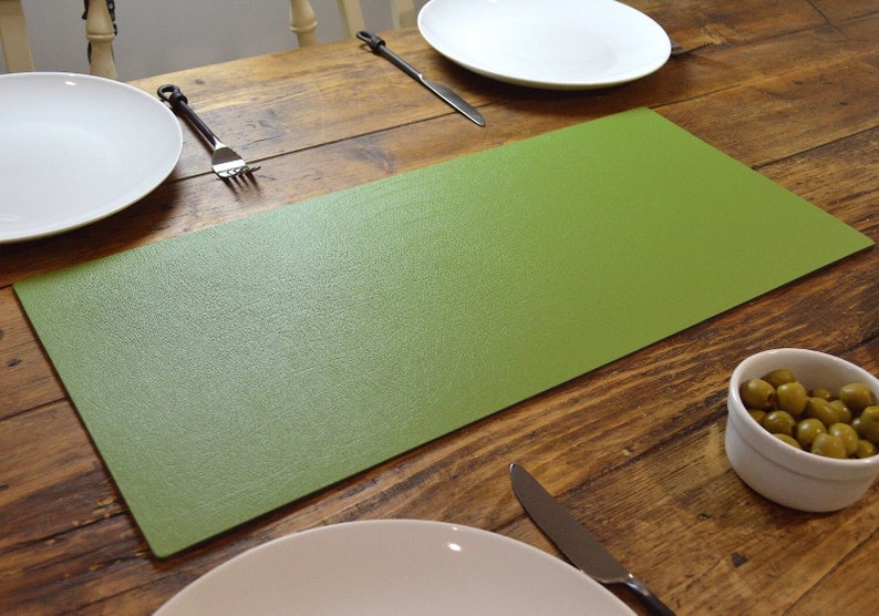 Table Runner Mat Sage Green Bonded Leather Centrepiece Etsy