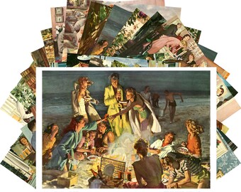 Postcards Set 24pcs * Vintage Beer Belongs Ads American Life Fifties by Douglas Crockwell and John Gannam CD3026