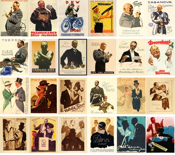 Large Stickers 24pcs Ludwig Hohlwein Germany Ads Art Deco Etsy