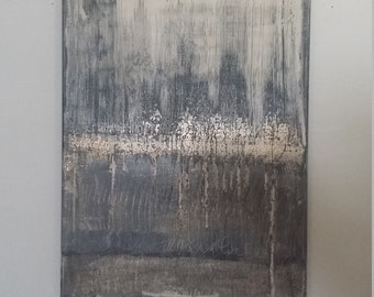 Ghost Table. Mixed media and acrylic painting on 36x24 canvas.