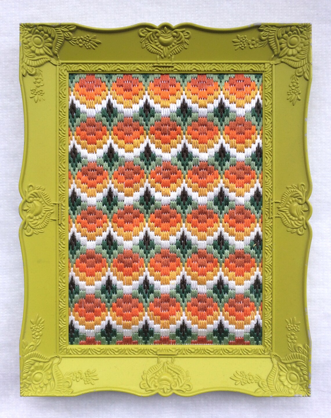 Framed Bargello Needlepoint Florentine Longstitch Original Handmade