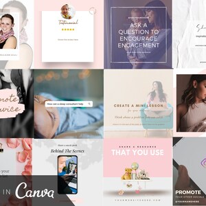 Modèles de publications sur les réseaux sociaux de Sleep Consultant - 20 images entièrement personnalisables pour Instagram, Facebook et Twitter