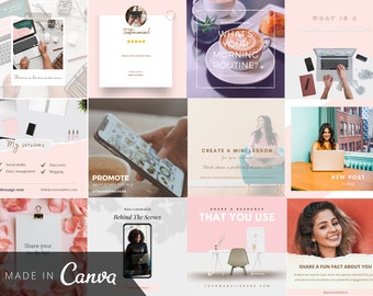 Virtual Assistant Social Media Posts Templates - 20 fully-customisable images for Instagram, Facebook & Twitter