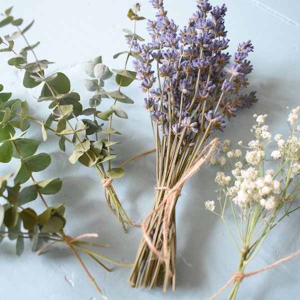 DIY Dried Flower Kit for Place Settings, Gift bags, Favors & More! Eucalyptus/Lavender/Babysbreath Dried Flower Kit for Weddings and Events.