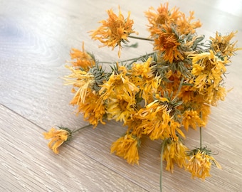 Flores secas de caléndula con tallos, flores secas orgánicas, decoración de pasteles, arreglos florales, manualidades con flores