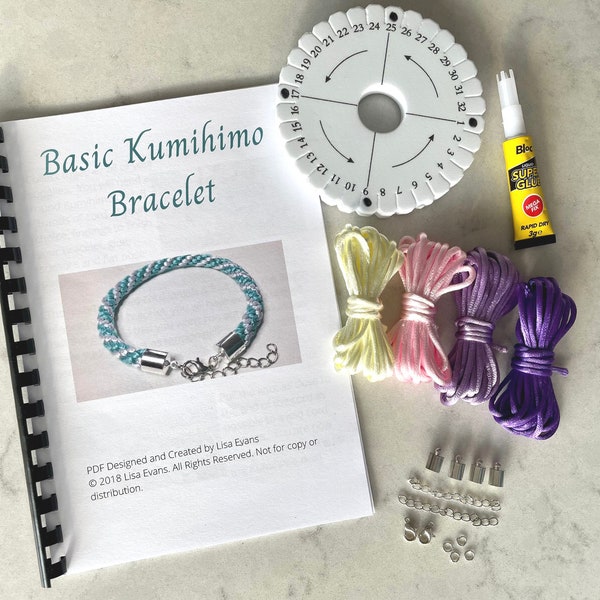 Kit iniziale Kumihimo. Kit per creare gioielli, Kit per creare braccialetti, Kit iniziale per gioielli, Kit iniziale Kumihimo, Regali per lei, Kit Kumihimo