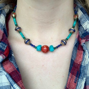 Lapis turquoise malachite necklace