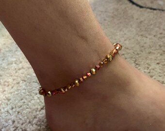 Gold and pink anklet