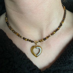 Tigers eye heart necklace