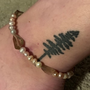 Citrine and pearl anklet