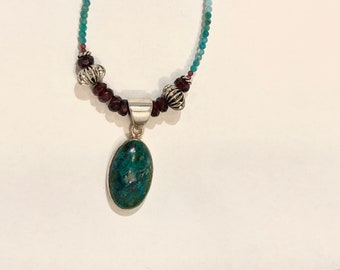 Chrysocolla garnet necklace