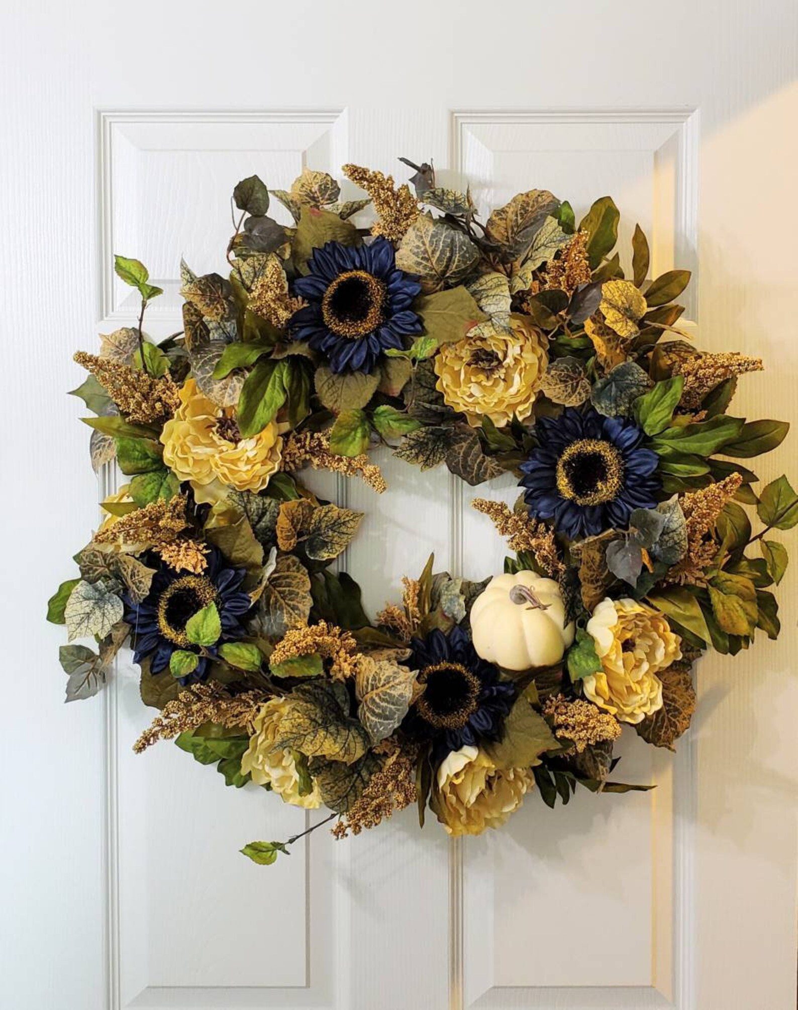 Blue Fall Wreath Fall Sunflower Wreath Fall Peony Wreath - Etsy