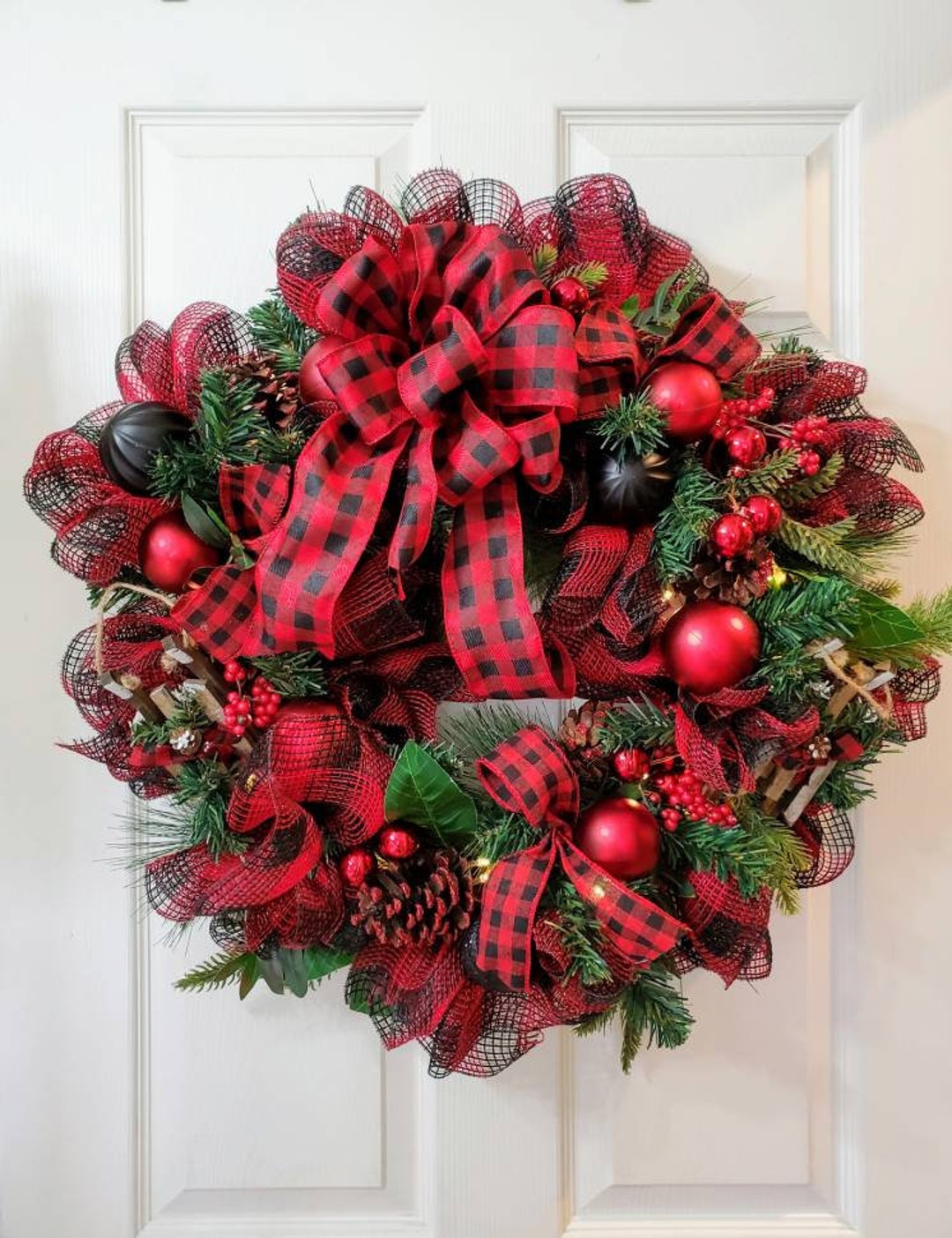 Buffalo Plaid Wreath and Garland Set 6ft. Garland and Wreath Etsy