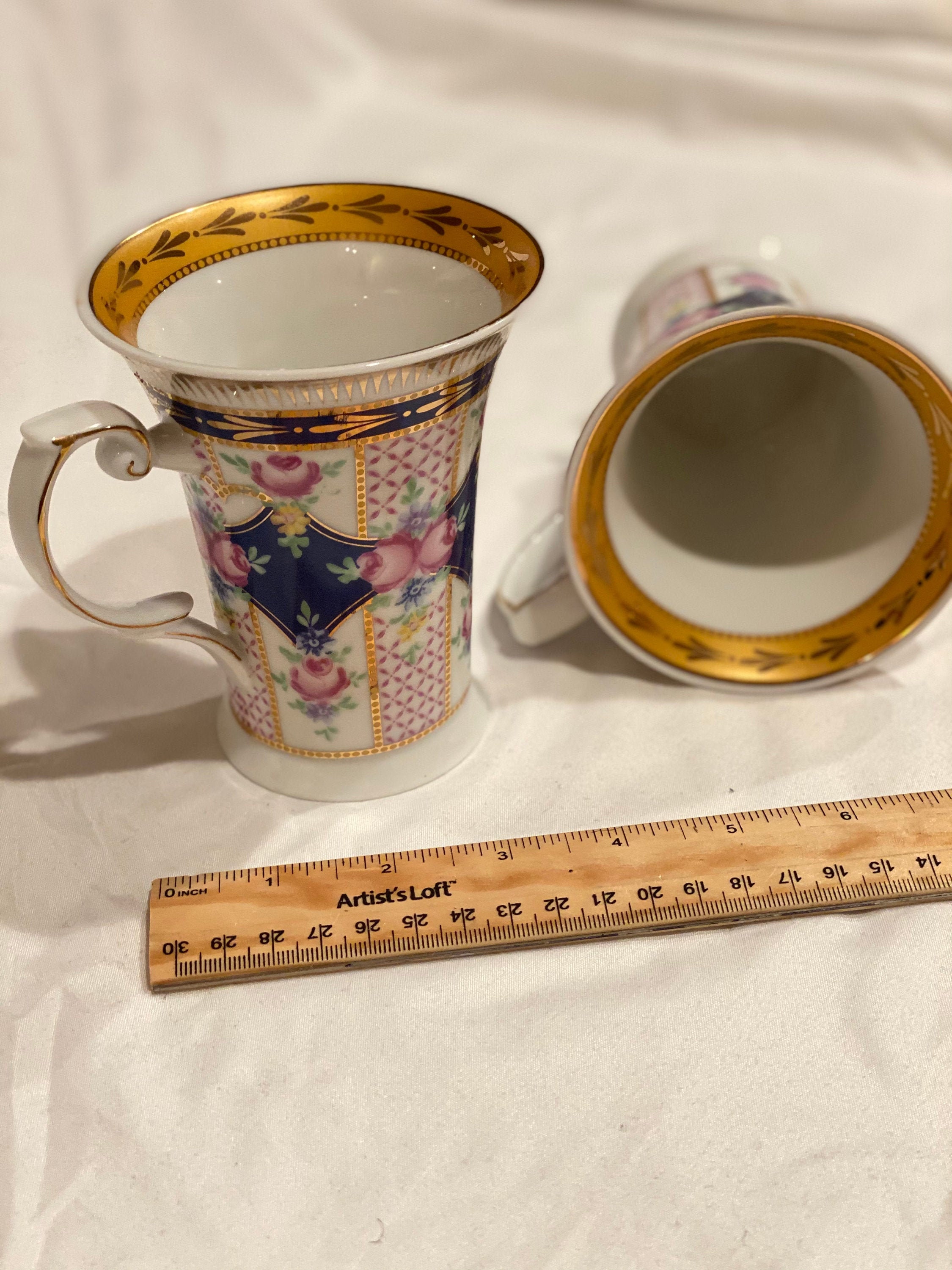 Set of two festive fancy cups mugs Etsy