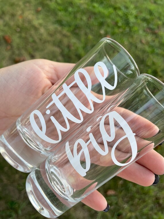 Big Little Double Shot Glass Cursive Font Sorority Gifts Etsy