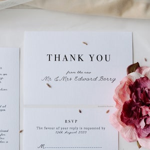 Romantische Hochzeit Dankeskarten, personalisiertes Dankeskartenpaket von Herrn und Frau