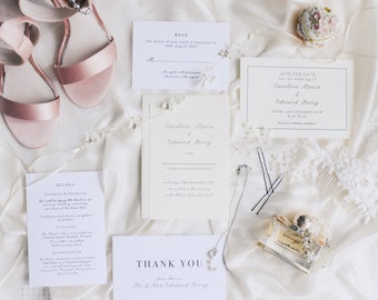 Romantic invitation suite sample, classic printed wedding invitation set personalised, fine art wedding card, luxury wedding printed invites
