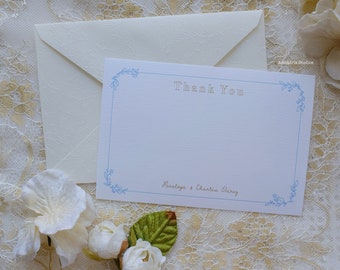 Floral printed thank you cards, romantic personalised name card with envelope