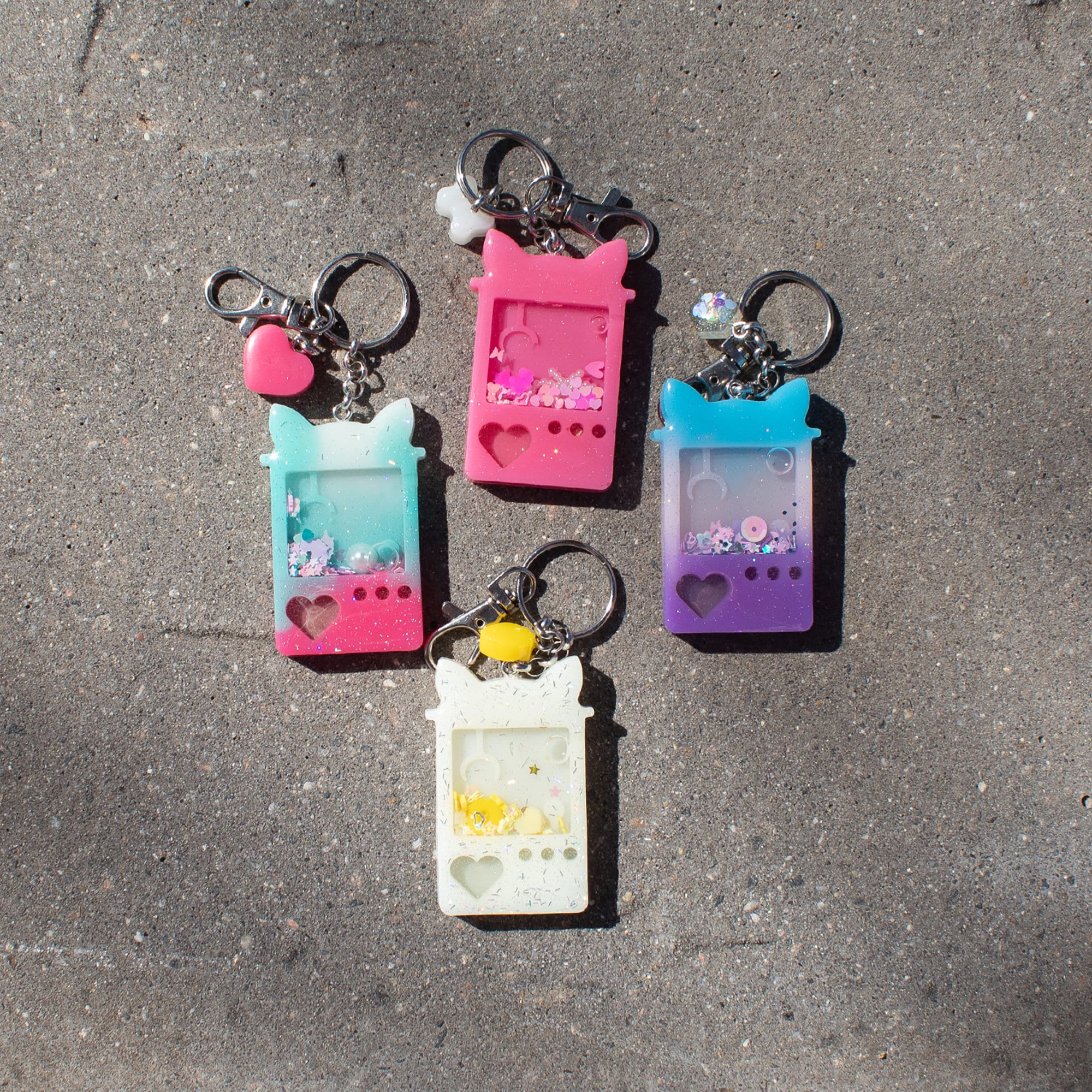 Resin Shaker Keychains Quadruple Etsy