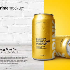 Energy Drink Can Mock-up Set Vol. 1