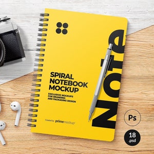 Spiral Notebook Mockup Set, Customizable PSD Template (Digital Download)