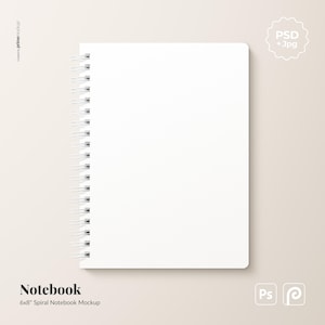 6x8 Spiral Notebook Mockup, Journal and Planner, Cover Display, Smart object, Editable Spiral and Background color, PSD (Digital Download)