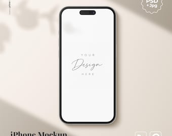Minimalistyczny model iPhone'a w formacie PSD do brandingu, zaproszeń cyfrowych i mediów społecznościowych, edytowalna scena smartfona i tło (do pobrania w wersji cyfrowej)