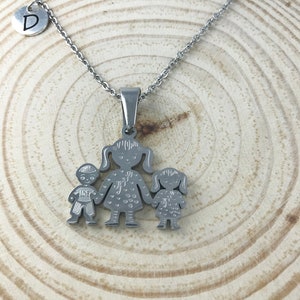 Collar de acero inoxidable para miembros de la familia, collar de madre, hijo e hija, collar de clavícula con letras conmemorativas, collar con monograma