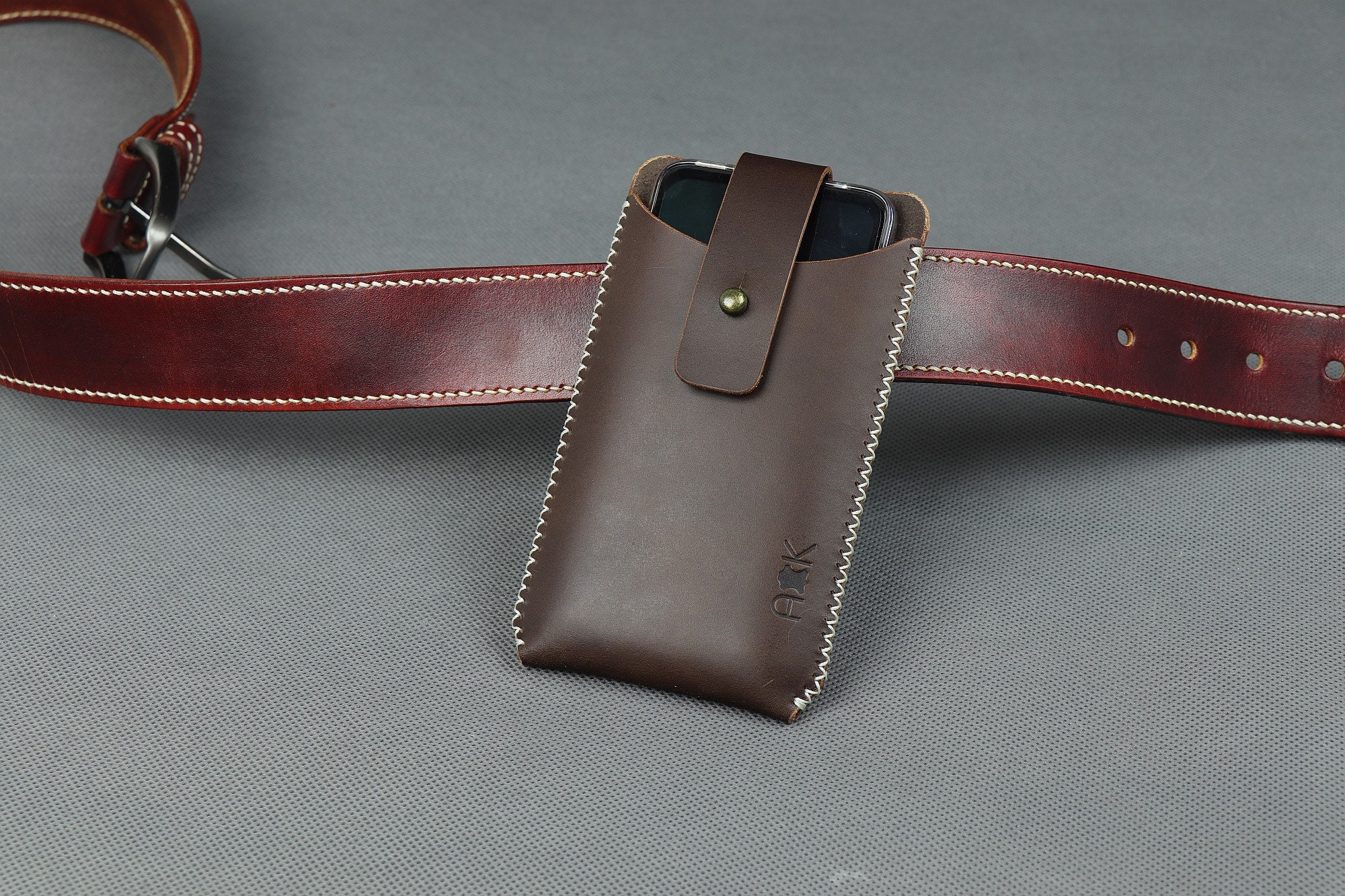 Leather phone case on belt for Apple iPhone 12 mini/ iPhone 12 | Etsy