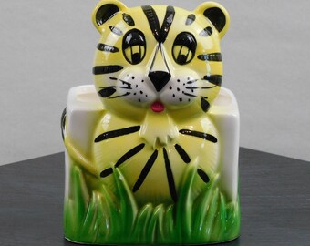 Vintage, Inarco Japan, ceramic, cute tiger, indoor planter, nursery decor