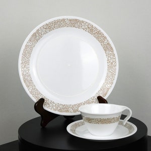 Vintage, Corelle, Woodland Brown pattern, hook cup and saucer or set of 4 dinner plates