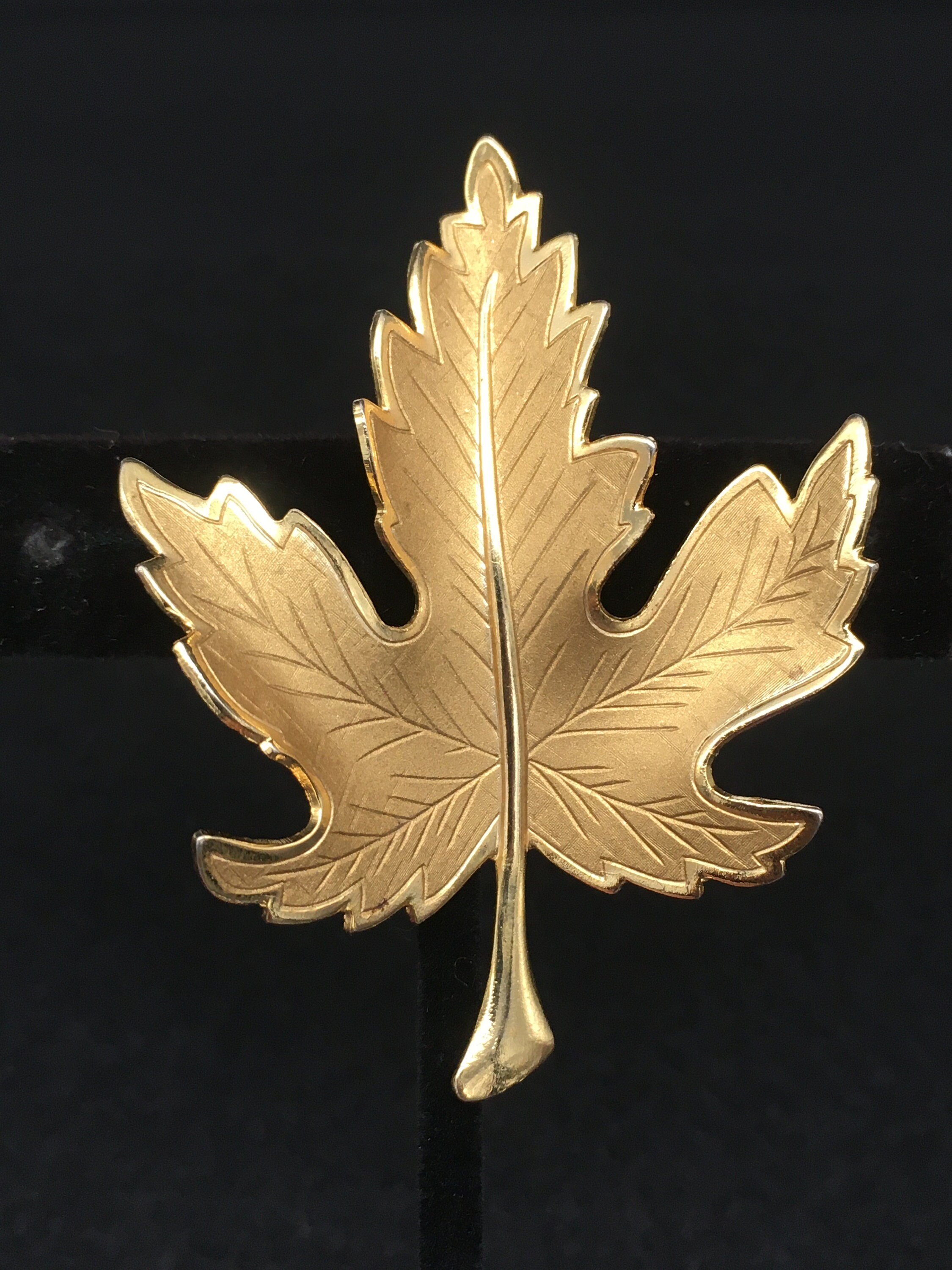 Vintage Unmarked Goldtone Metal Leaf Brooch Etsy